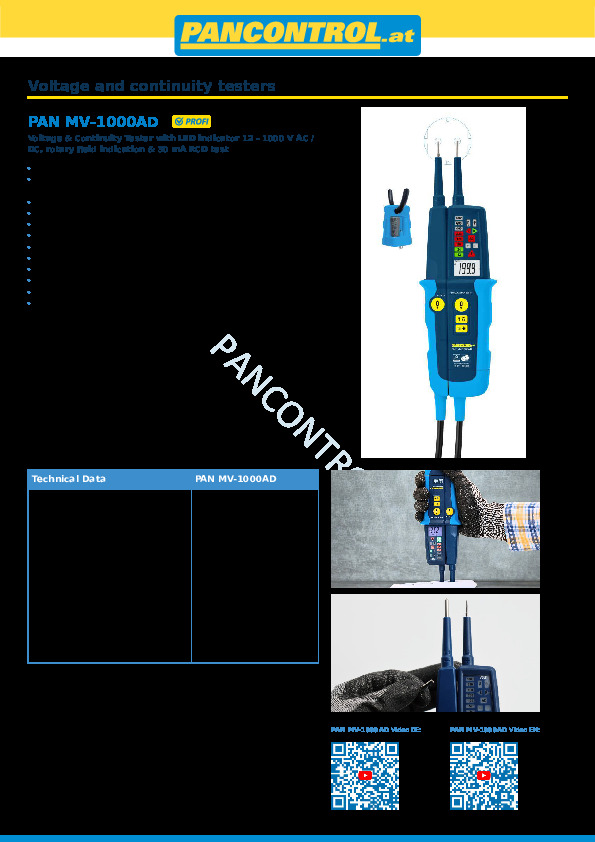 PAN MV1000AD - Catálogo