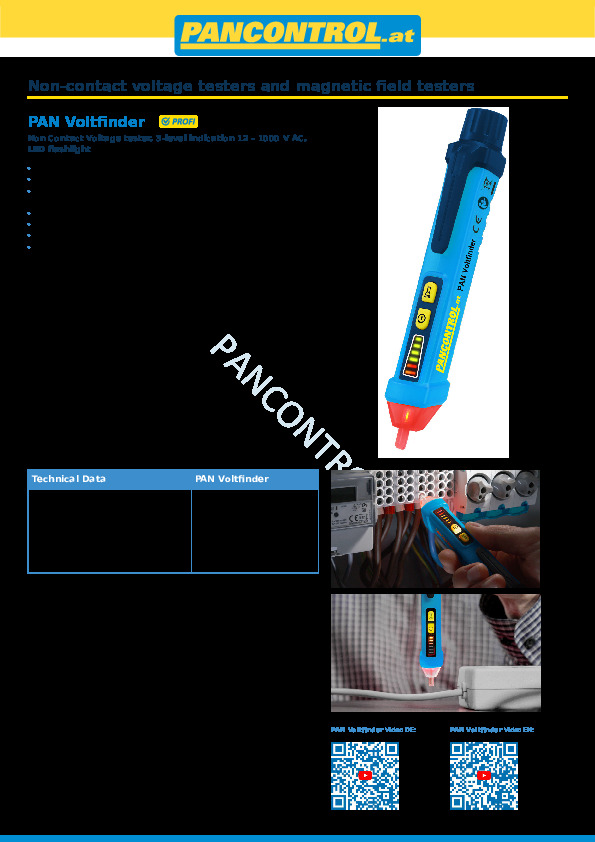 PAN Voltfinder - Catálogo